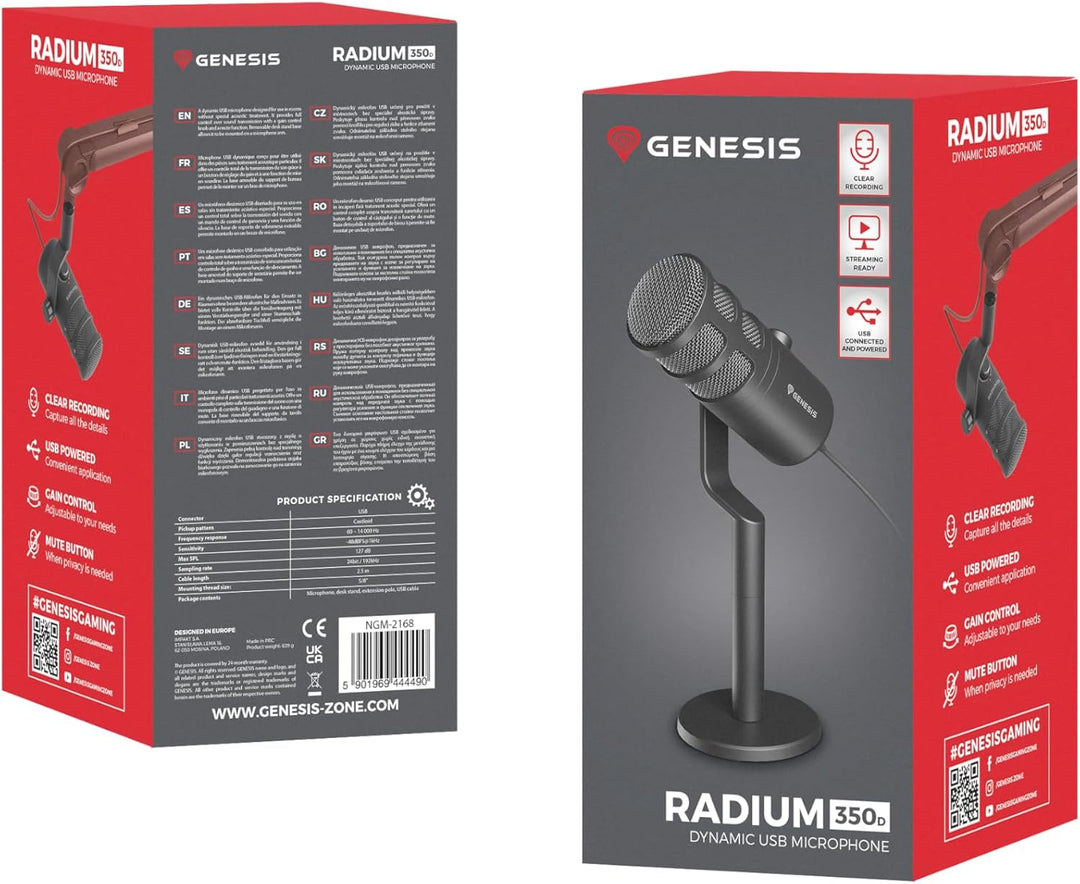 Genesis MICROFONO Radium 350D CONDENSADOR CARDIODE DINAMICO USB SOBREMESA, Radium 350D