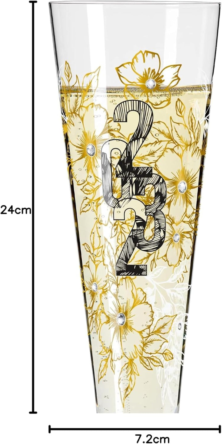 RITZENHOFF 1079013 Champagnerglas 200 ml – Brillantnacht Champagner 2023 – Designerstück mit Echt-Go