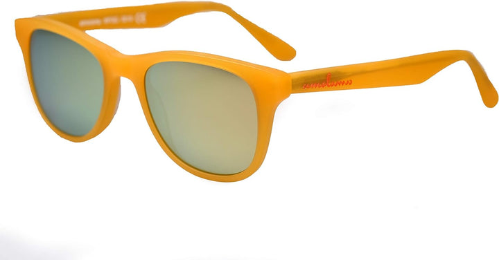 amoloma Sonnenbrille mit matt Gold verspiegelten Sonnenbrillengläser und orange mattem Acetate Rahme