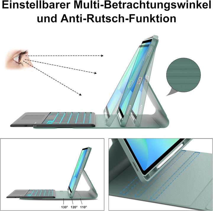 WINCHKING Hülle Mit Tastatur Für Samsung Galaxy Tab S10 Fe Plus 13.1 Zoll 2025, Magnetische Hülle Ta