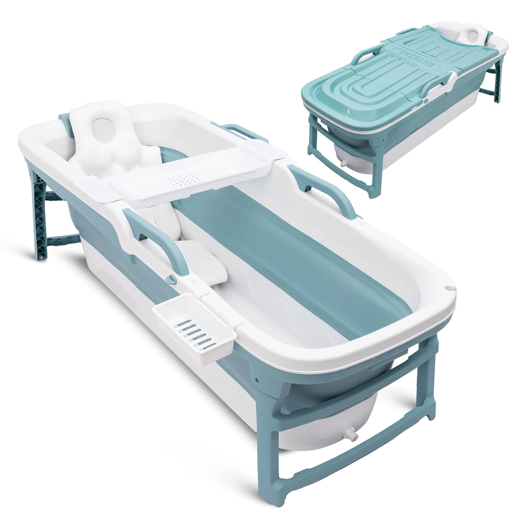 SereneLife Faltbare Badewanne Erwachsene 150 cm – Mobile Klappbare Badewanne für Dusche mit Deckel u