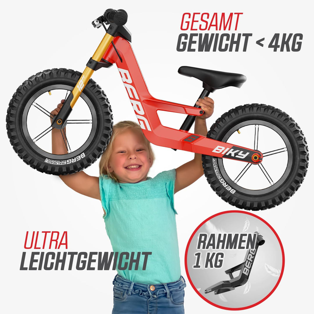 BERG Biky Cross Laufrad | ab 2 Jahren | 12 Zoll | Kinder Laufrad mit Handbremse | Luftreifen | Höhen