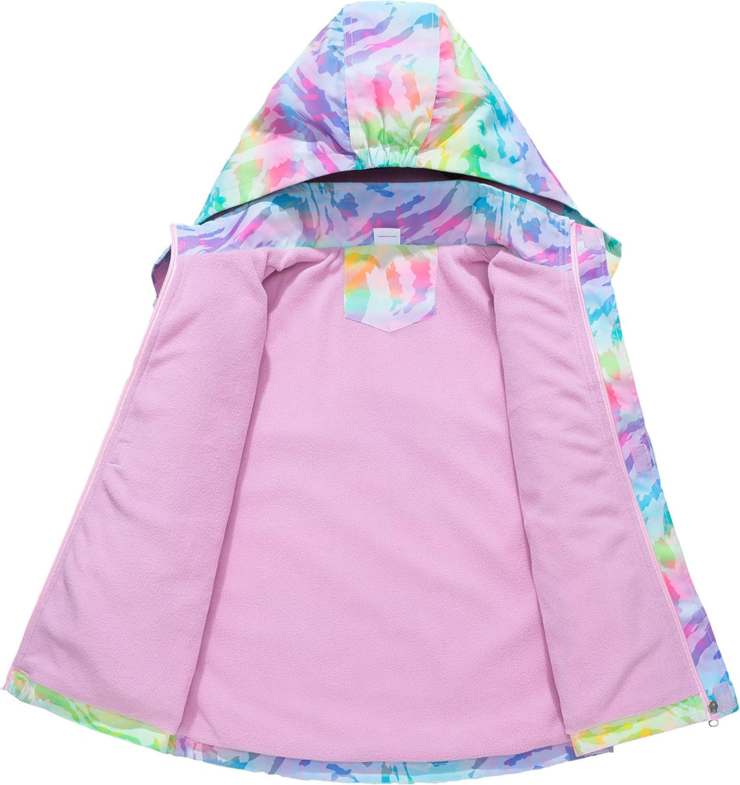 CAMLAKEE Softshelljacke Mädchen Regenjacke Kinder Wasserdicht Jacke Gradient Windjacke 120 Rosa, 120