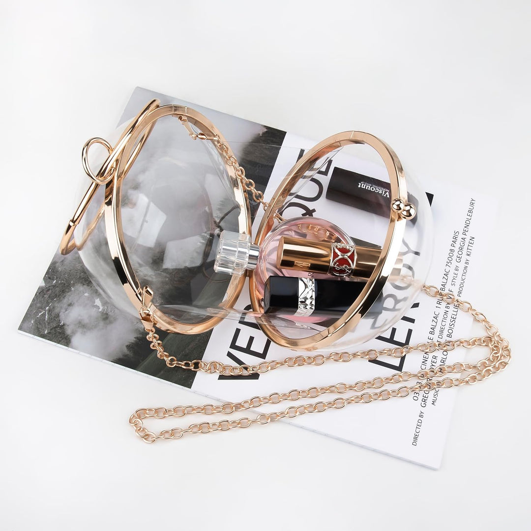 Linkidea Sphere Klare Geldbörse, Acrylbox Abendtasche, Damen Klar Messenger Schultertasche für Party