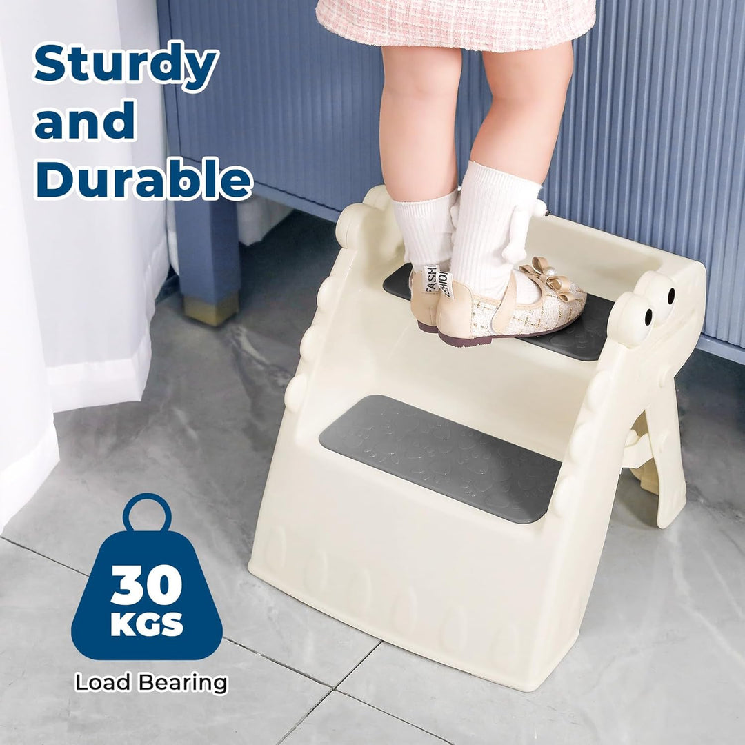 Onasti Klappbarer Tritthocker Kinder, 2-stufiger Rutschfester Hocker für Kinder, ideal für Töpfchen,