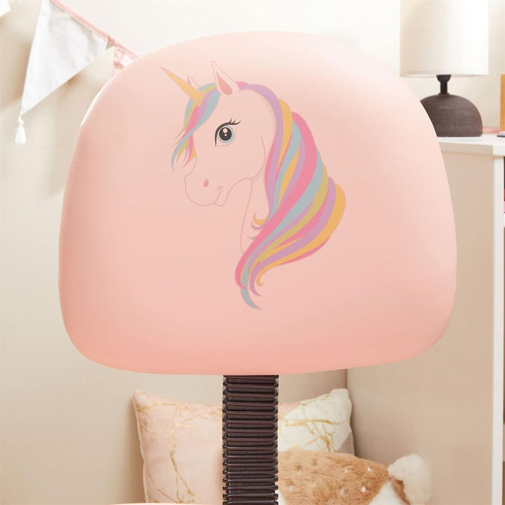 CARO-Möbel Drehstuhl UNICORN für Kinder mit Kunstlederbezug in rosa, Kinderschreibtischstuhl höhenve