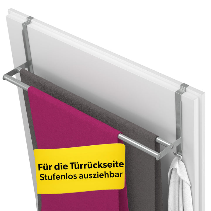 MDCASA Premium Handtuchstange Rückseite I Handtuchhalter ohne Bohren &amp; verstellbar inkl. Kratzschutz