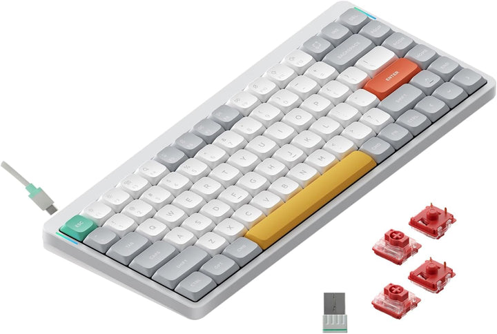 nuphy Air75 V2 Kabellose mechanische Tastatur, 84 Tasten RGB Hot-Swap Tastatur, unterstützt Bluetoot