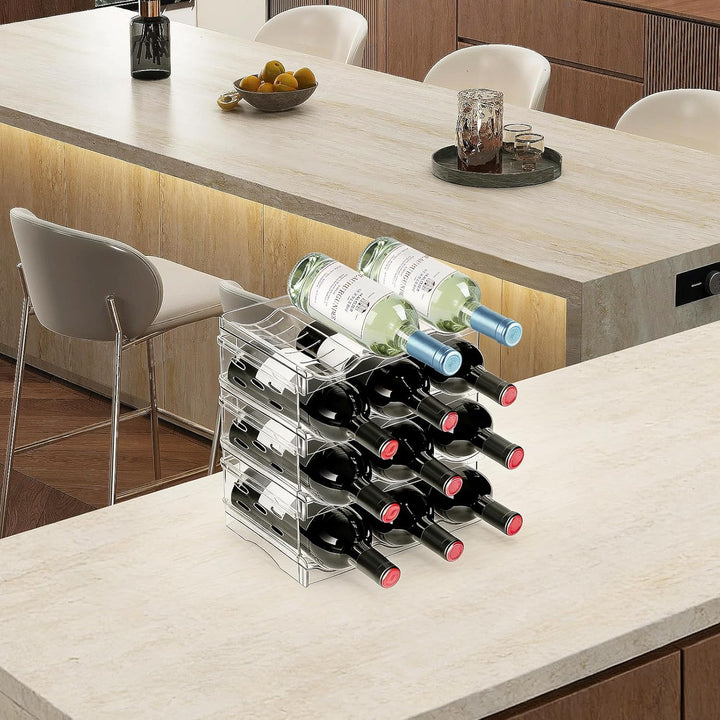 Stapelbarer Flaschenhalter – Für 12 Flaschen, geeignet für Kühlschrank, Schrank, Arbeitsplatte und B