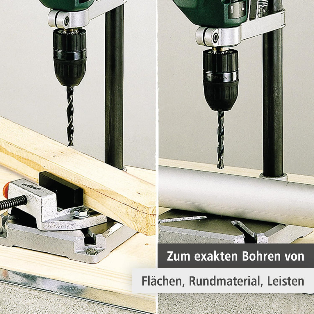 wolfcraft 3406301 Bohrständer mit Schraubstock, Bohrständer mit Schraubstock