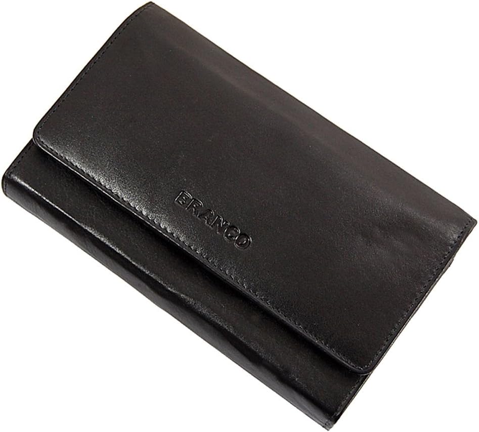 Branco Damen Leder Geldbörse 17 cm lang, Portemonnaie aus Rindleder 6 Farben, Geldbeutel mit 6 Kredi