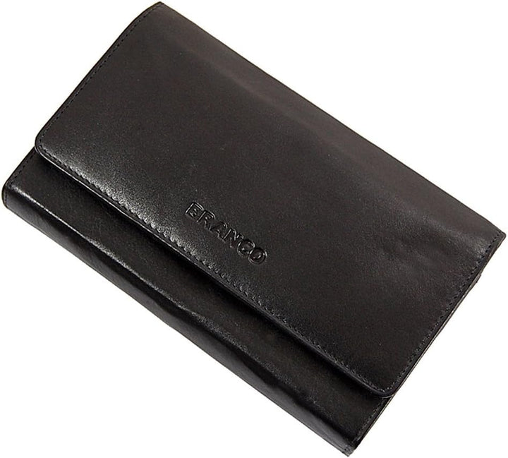 Branco Damen Leder Geldbörse 17 cm lang, Portemonnaie aus Rindleder 6 Farben, Geldbeutel mit 6 Kredi
