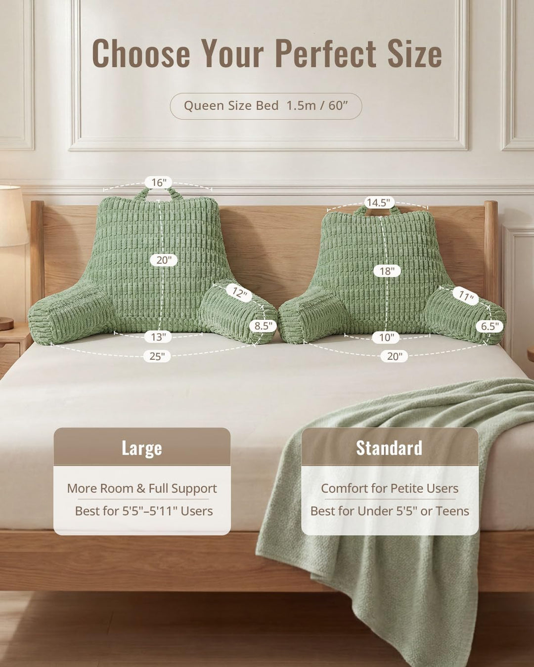 Blissful Diary Lesekissen, Rückenlehnenkissen mit zerkleinertem Memory-Schaum für Erwachsene &amp; Kinde