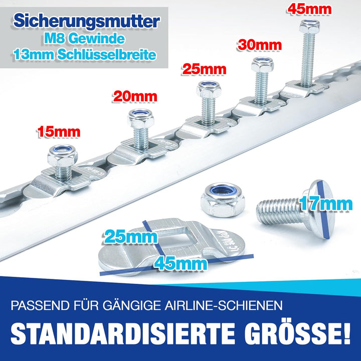 Schraubfitting für Airlineschiene (1-20 Stück) Fitting Single Endbeschlag - Set 10 Stück - 15 mm 10