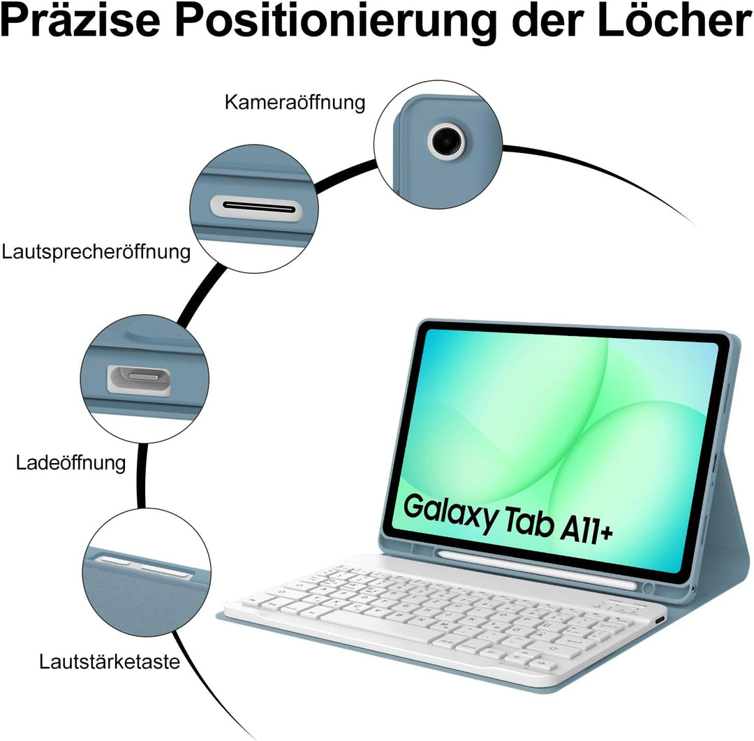 IVEOPPE Hülle mit Tastatur für Samsung Galaxy Tab A11 Plus 11 Zoll 2025, Tastatur für Samsung Teblet