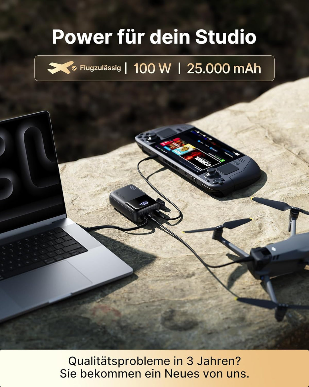 INIU Power Bank, 100W 25000mAh Powerbank Klein Aber Stark Phone & Laptop Externe Handyakkus USB C In