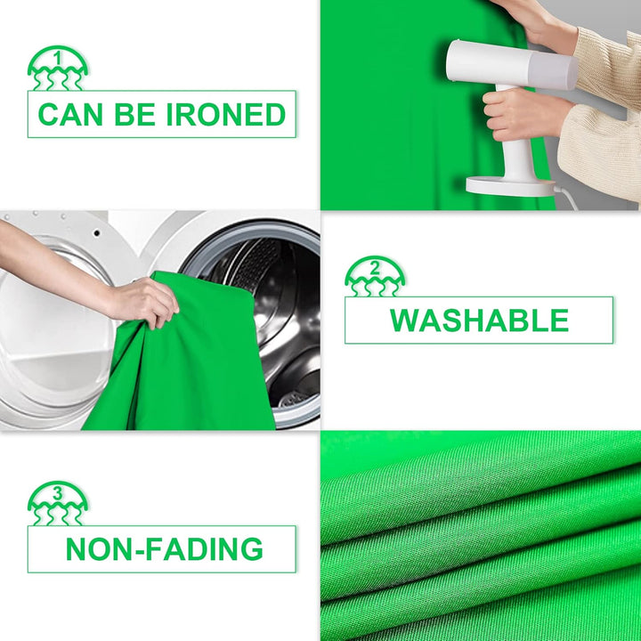 Greenscreen, 3x3m/9.8ftx9.8ft Green Screen mit 4 Leimzwinge für Fotografie, Orthland Fotohintergrund