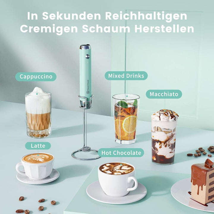 MaestriHouse wiederaufladbarer Milchaufschäumer, tragbar, elektrisch, wasserdicht, abnehmbarer Edels