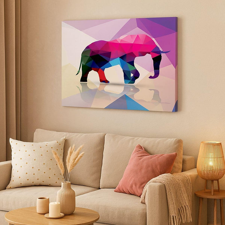 Bilder auf Leinwand Elefanten Illustration Bunt Leinwandbild 70x50cm Wandbilder Dekoration Wohnzimme