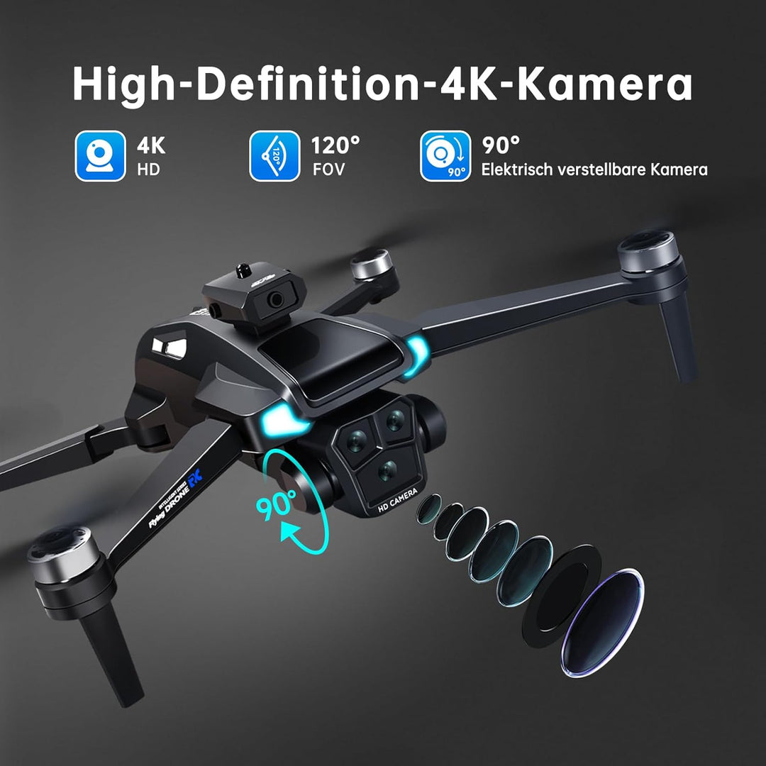 Drohne mit 4K Kamera,40 Minuten Flugzeit, für Erwachsene und Anfänger,Faltbare WIFI Mini RC Quadroco