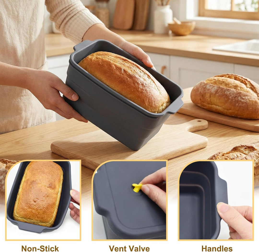 Brotbackform Silikon mit Deckel, BPA-Freie, Antihaftbeschichtete, Flexible Backform, Hitzebeständige