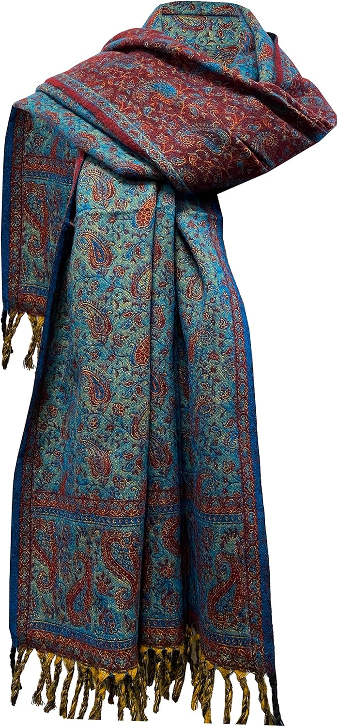 TIBET Winterschal mit Blumenmuster und Paisleymuster, handgefertigt, luxuriös, Dekoration, Decke, Üb