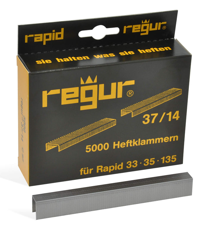 REGUR Typ 37 Feindraht-Klammern verzinkt - 5.000 Stück in der Länge 37/14 mm – Heftklammern zum Befe