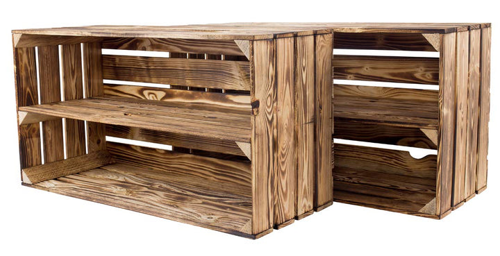 Sparpaket grosses geflammtes/gebranntes Regal Obstkiste Schuhregal Wandregal Holzkiste(12er Set), 12