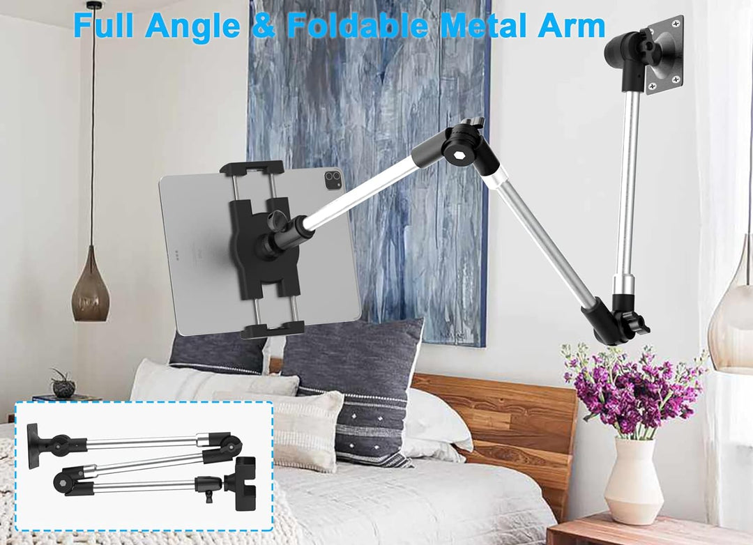 woleyi Langem Arm Tablet Wandhalterung Faltbarer, Multi Winkel Metall Wand Tablet Halterung schwenkb
