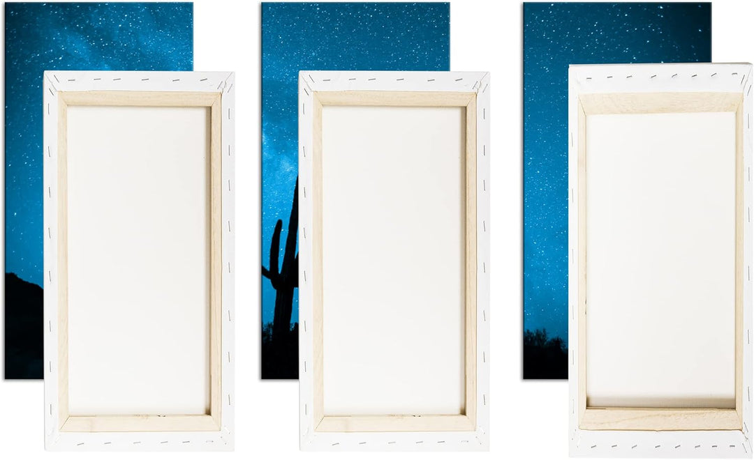 atemberaubender Sternenhimmel in der Wüste Effekt: Zeichnung Format: 3-teilig 120x80, Motiv fertig g