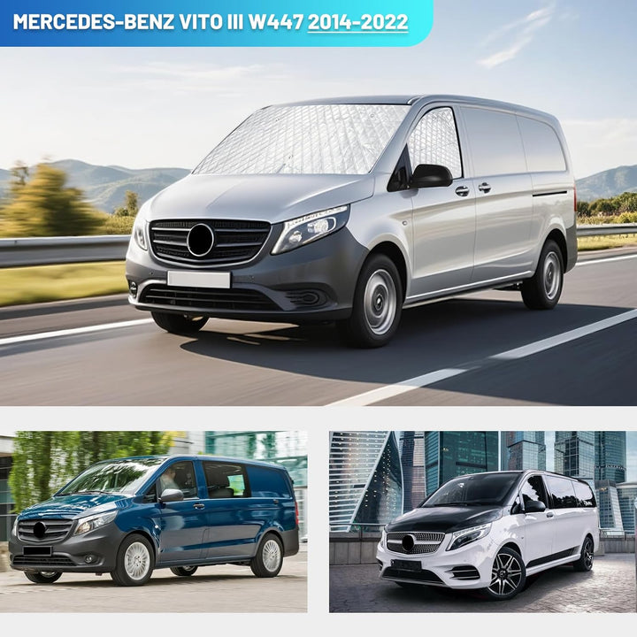 Windschutzscheibe Sonnenschutz für Mercedes-Benz VITO III W447 2014-2022, 600D Oxford Tuch 100% Lich