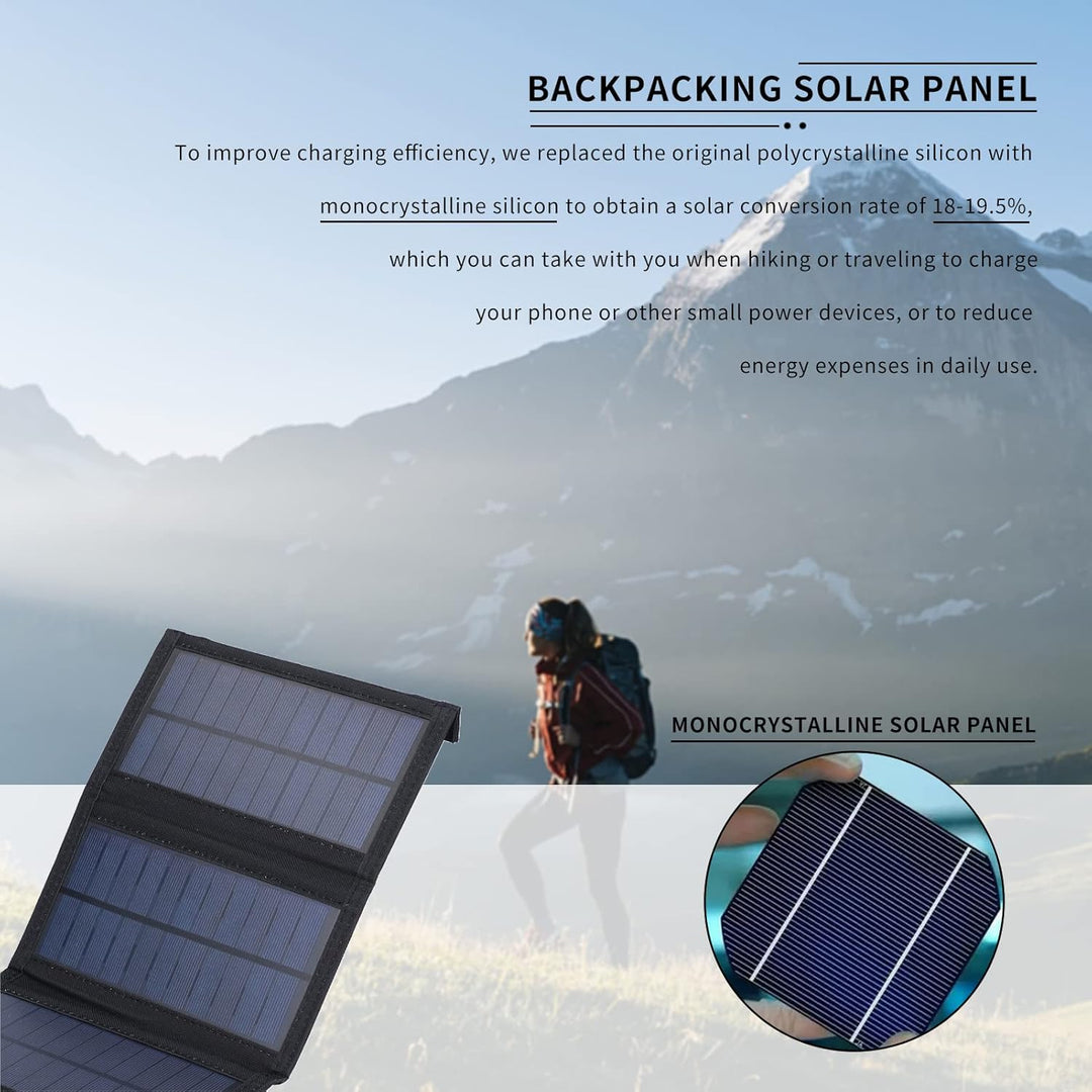 20W Tragbares Solarpanel, Faltbares USB-Solarpanel-Ladegerät, IP65 Wasserdicht, USB5V-Ausgang, Entfa