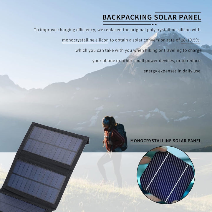 20W Tragbares Solarpanel, Faltbares USB-Solarpanel-Ladegerät, IP65 Wasserdicht, USB5V-Ausgang, Entfa