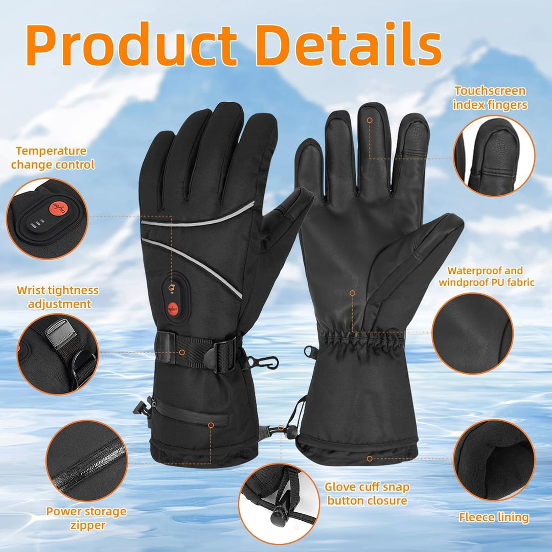 beheizbare Handschuhe—— 5000 mAh Beheizbare Motorradhandschuhe fur kifahren,Wandern,Radfahren,Motorr
