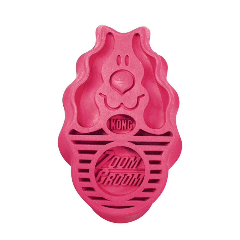 KONG – ZoomGroom – Bürste zur Hundepflege und zum Shampoonieren – Für Grosse Hunde (Rot) Rot Standar