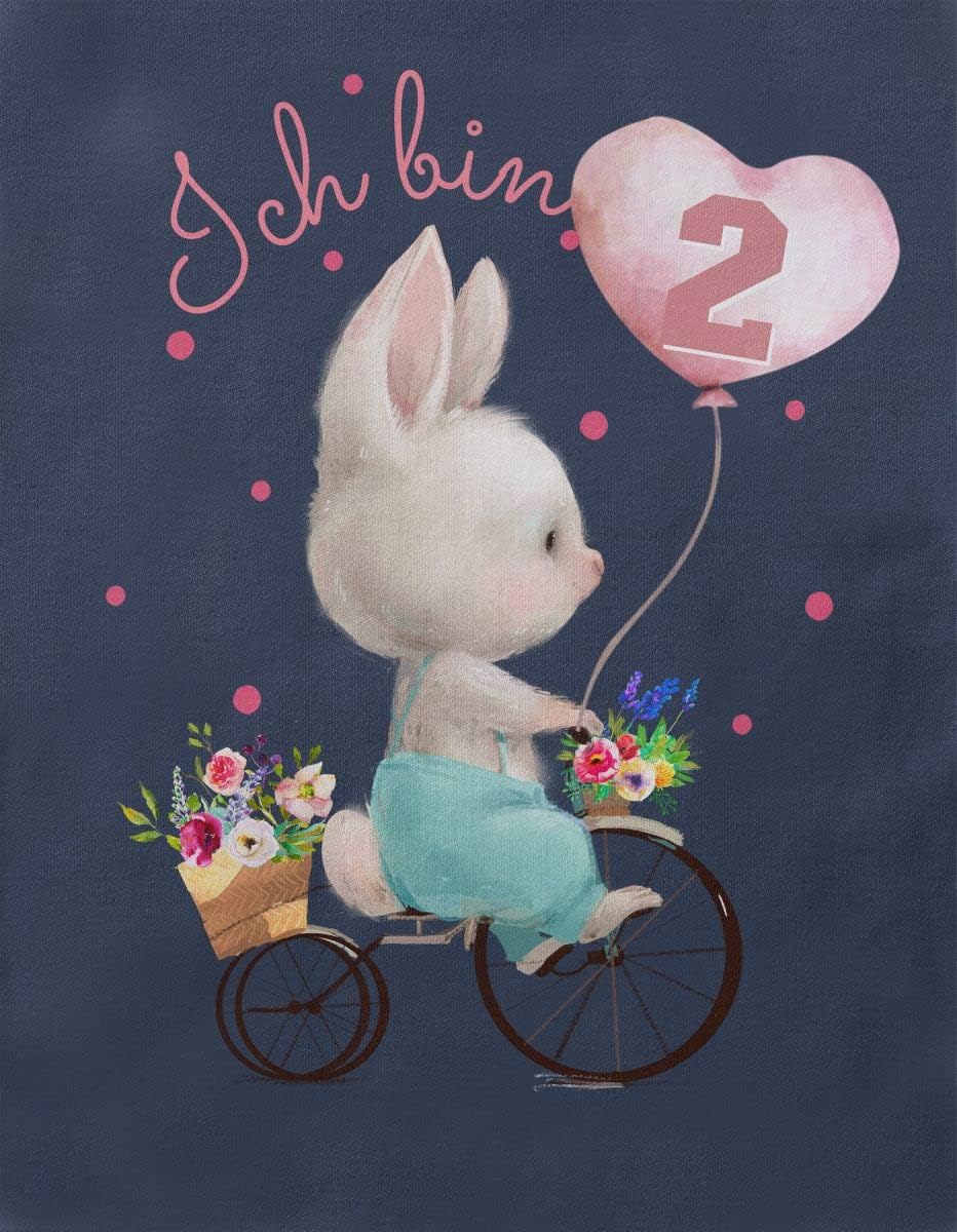 miKalino Baby/Kinder Longsleeve mit Spruch Ich Bin Zwei 2 Niedlicher Hase auf einem Fahrrad Langarm