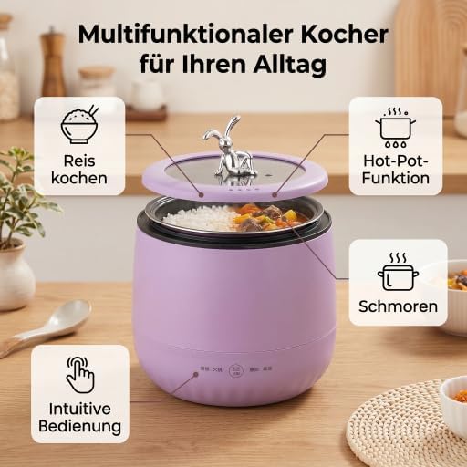 Haofy 1,8-Liter-Reiskocher, Kunststoffmaterial, Vielseitige Kochmöglichkeiten, Hohe Leistung, für 2