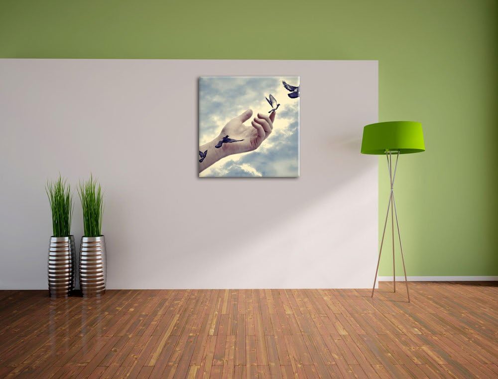 Pixxprint Vögel fliegen in die Freiheit, Format: 70x70 auf Leinwand, 70x70
