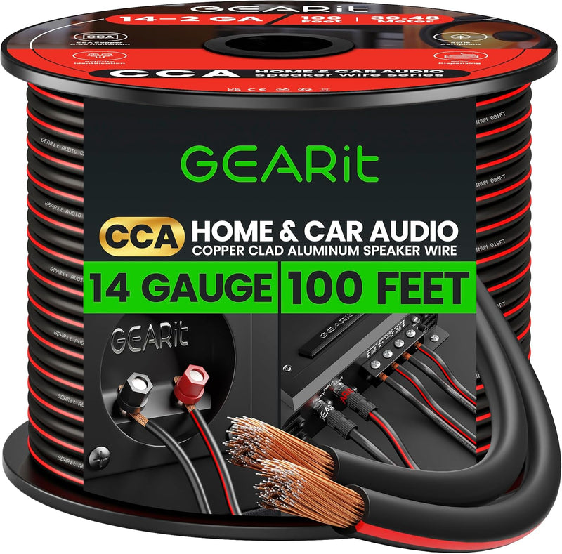 GearIT Lautsprecherkabel, 14 AWG, 14 AWG, Lautsprecherkabel (100 Fuss), ideal für Heimkino-Lautsprec