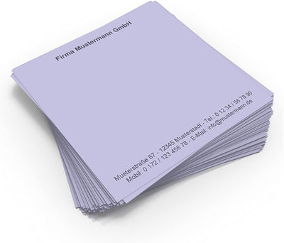 500 Notizzettel personalisiert in praktischer Zettelbox mit Stiftehalter 10 x 10 cm (violett), viole