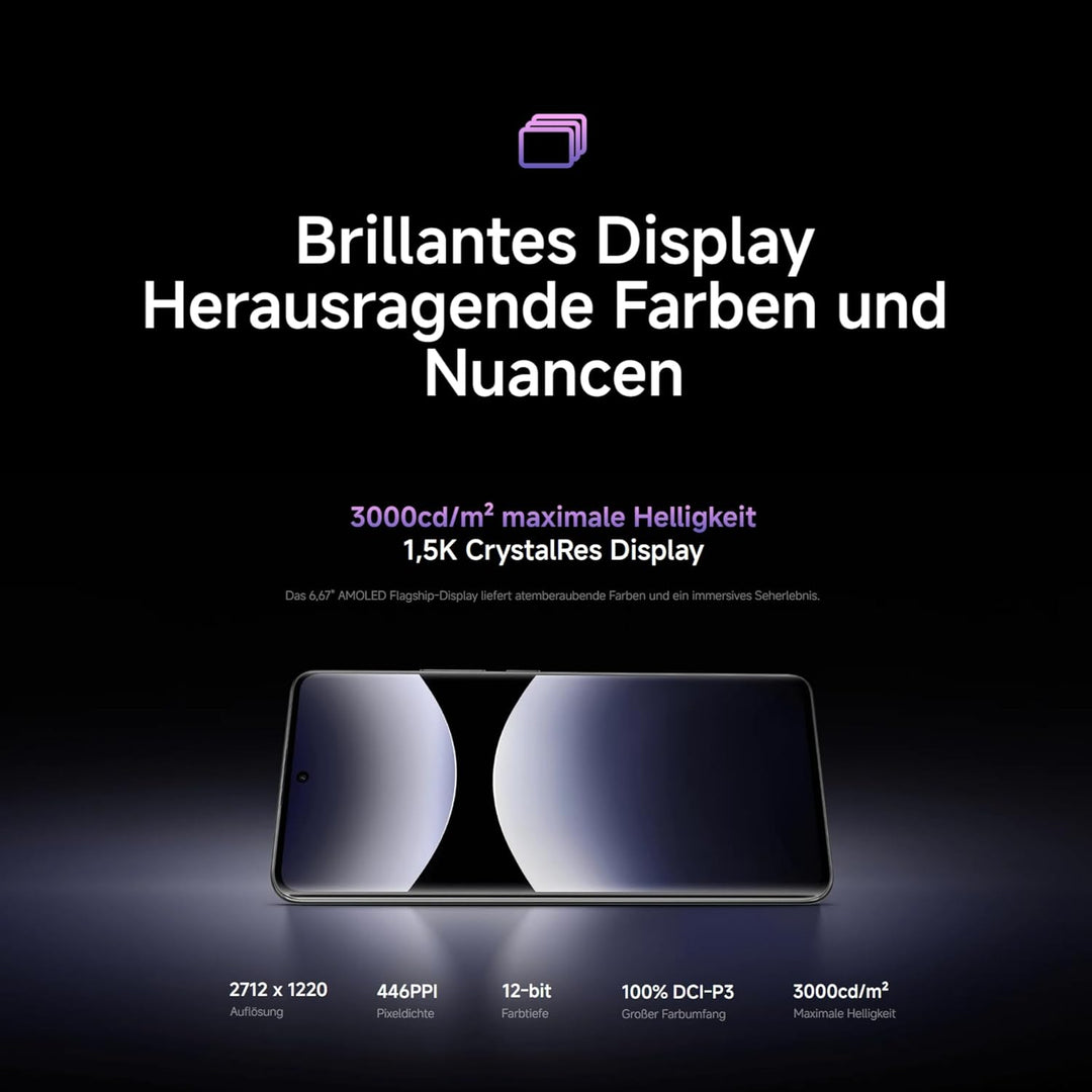 Xiaomi Redmi Note 14 Pro+ 5G Smartphone, 12 + 512GB, Purple, 200MP professionelle AI-Kamera, IP68, 1