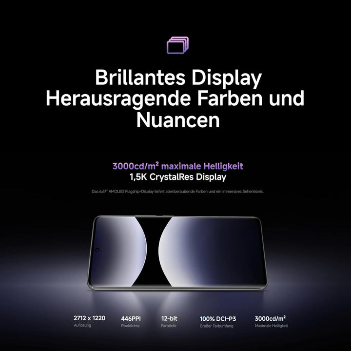 Xiaomi Redmi Note 14 Pro+ 5G Smartphone, 12 + 512GB, Purple, 200MP professionelle AI-Kamera, IP68, 1