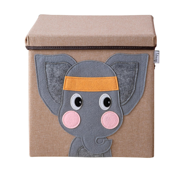 Aufbewahrungsbox mit Deckel und Elefant I Spielzeugbox mit Tiermotiv passend für Würfelregale I Ordn