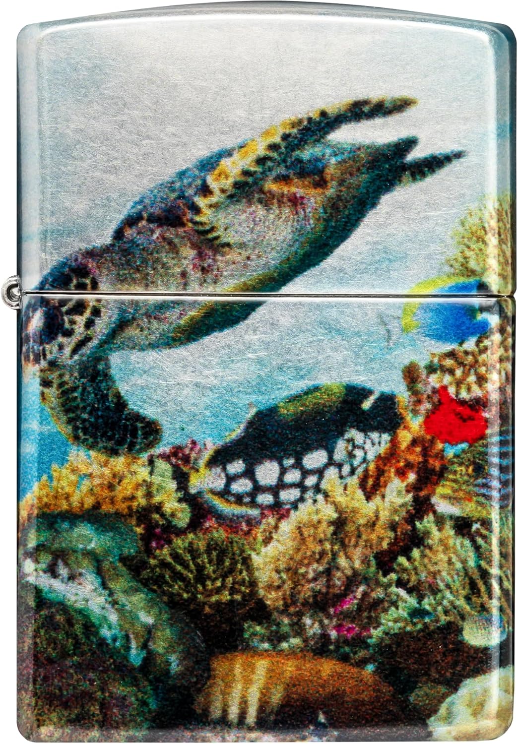 Zippo Sturmfeuerzeug - Deep Sea, 540° Tumbled Chrome, Fusion - Nachfüllbar - Wiederverwendbar - Wind