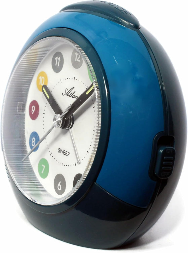 Atlanta Kinderwecker ohne Ticken Leisegang Quarz Licht Snooze - 1526/5 (Blau)