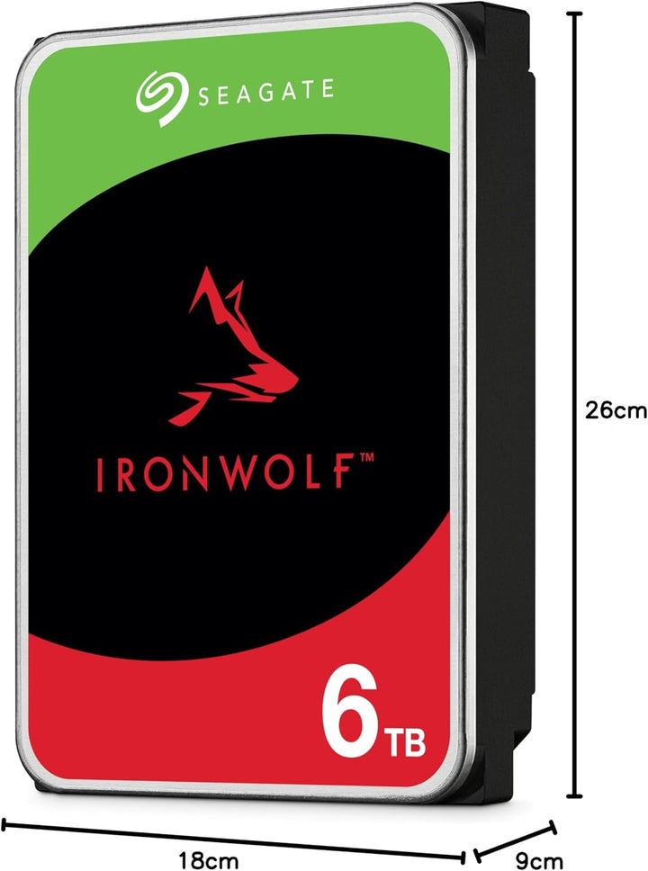 Seagate IronWolf 6 TB interne Festplatte NAS HDD, 3.5 Zoll, 5400 U/Min, 256 MB Cache, SATA 6 Gb/s, s