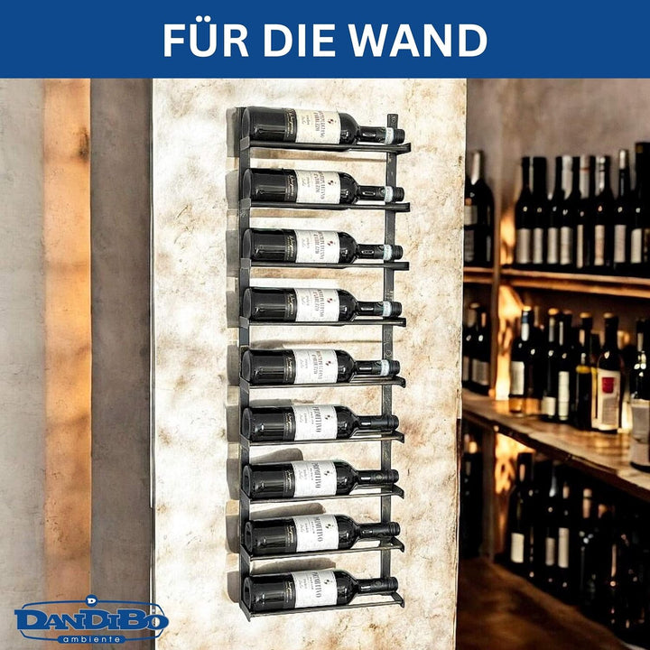 DanDiBo Weinregal Wand Metall Schwarz 240402 Flaschenregal Schmal Wandmontage Wine Rack Weinflaschen
