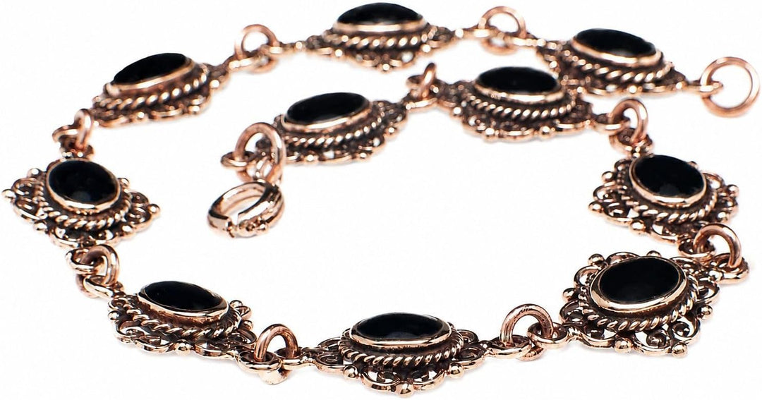 Windalf Mittelalter-Armkette MÉDIÉVALE 19 cm Schwarzer Onyx Armband Edle Bronze