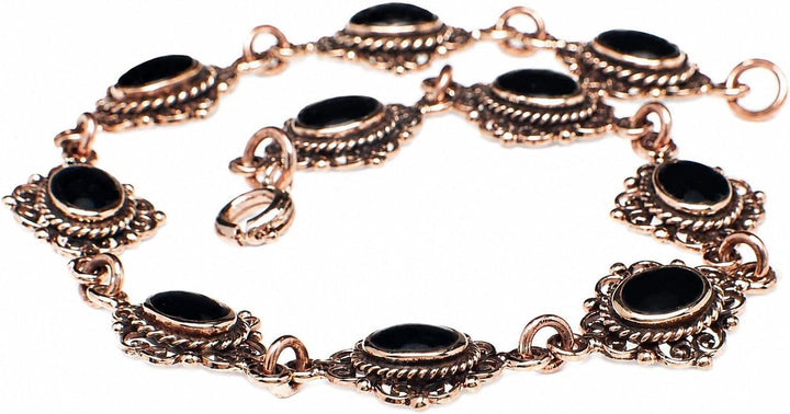 Windalf Mittelalter-Armkette MÉDIÉVALE 19 cm Schwarzer Onyx Armband Edle Bronze