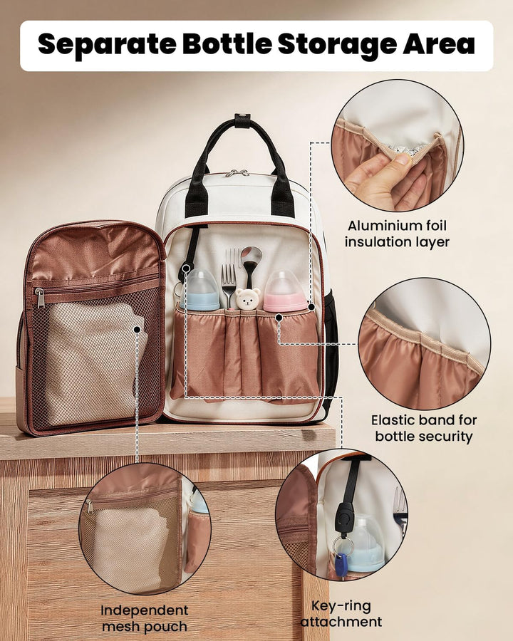Miss Lulu Baby Wickelrucksack Gross Reiserucksack für Mama und Papa mit Kinderwagengurte Isolierter